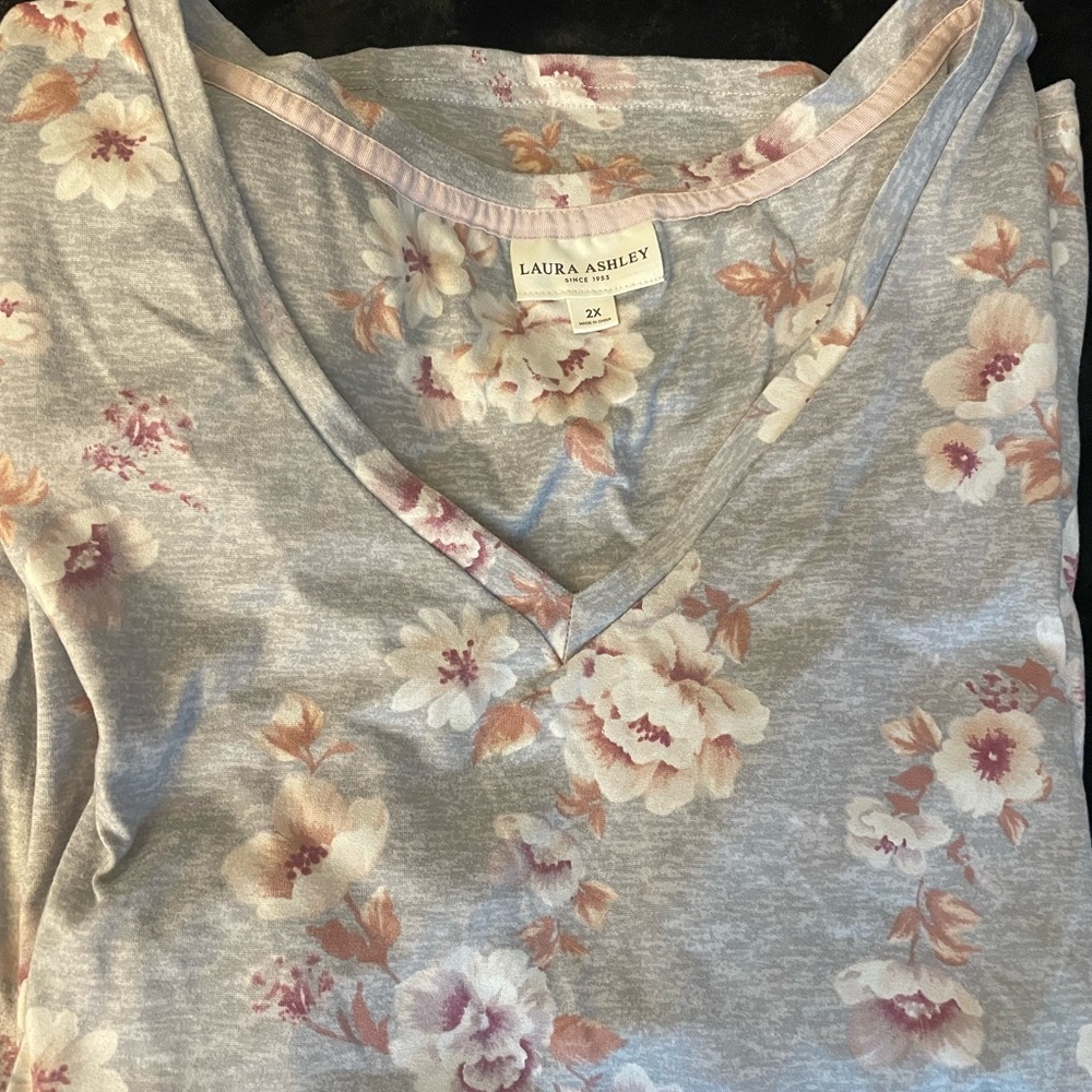 Laura Ashley Pink and Gray Floral PJ set